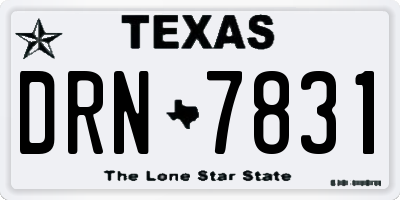 TX license plate DRN7831