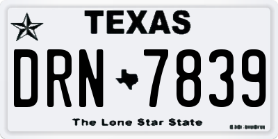 TX license plate DRN7839