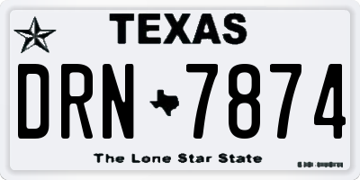 TX license plate DRN7874