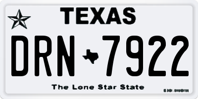 TX license plate DRN7922