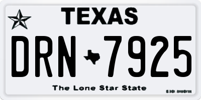 TX license plate DRN7925