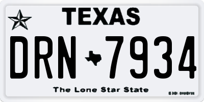 TX license plate DRN7934
