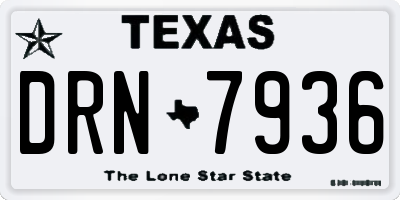 TX license plate DRN7936