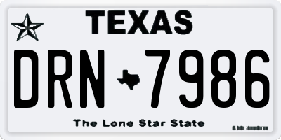 TX license plate DRN7986