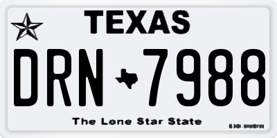 TX license plate DRN7988