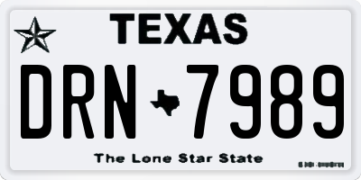 TX license plate DRN7989