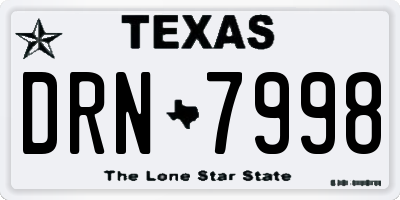 TX license plate DRN7998