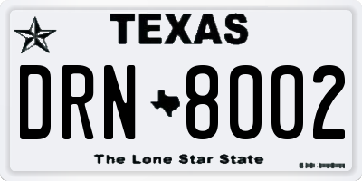 TX license plate DRN8002