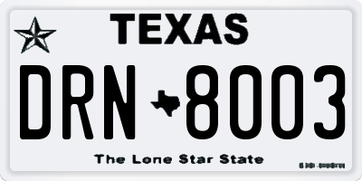 TX license plate DRN8003