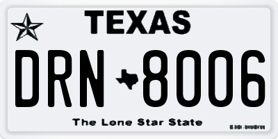 TX license plate DRN8006