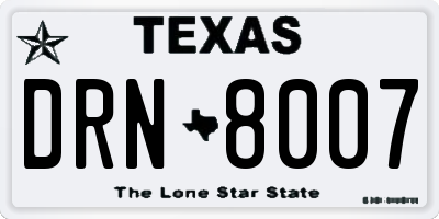 TX license plate DRN8007