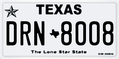 TX license plate DRN8008