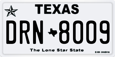 TX license plate DRN8009