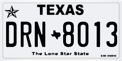 TX license plate DRN8013