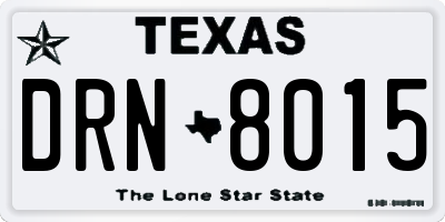 TX license plate DRN8015