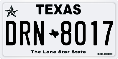 TX license plate DRN8017