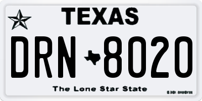 TX license plate DRN8020