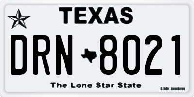 TX license plate DRN8021