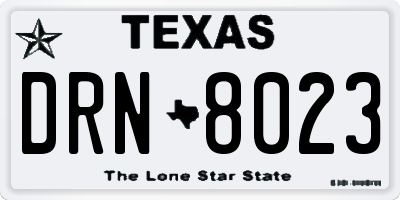 TX license plate DRN8023