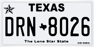 TX license plate DRN8026