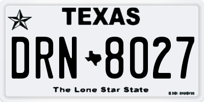 TX license plate DRN8027