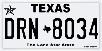 TX license plate DRN8034