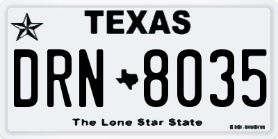 TX license plate DRN8035