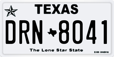TX license plate DRN8041