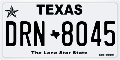 TX license plate DRN8045