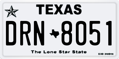 TX license plate DRN8051