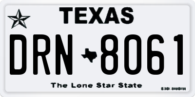 TX license plate DRN8061