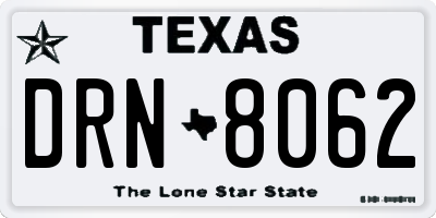 TX license plate DRN8062