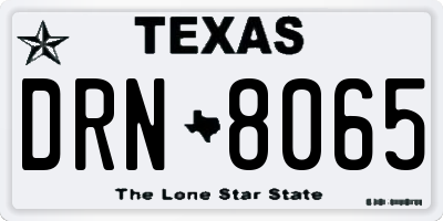 TX license plate DRN8065