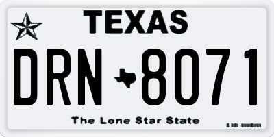 TX license plate DRN8071