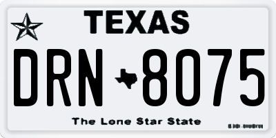 TX license plate DRN8075