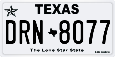 TX license plate DRN8077