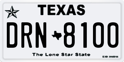TX license plate DRN8100