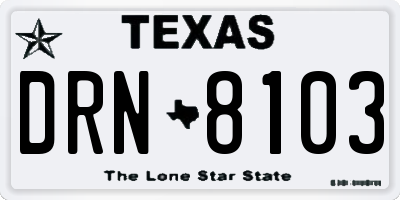 TX license plate DRN8103