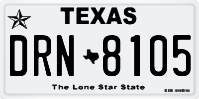 TX license plate DRN8105