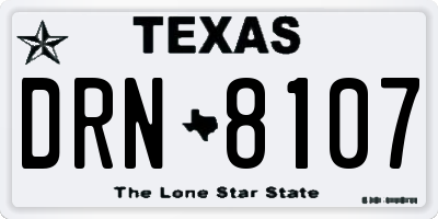 TX license plate DRN8107