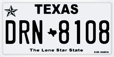TX license plate DRN8108