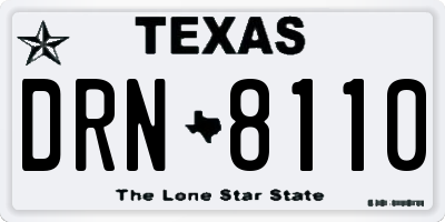 TX license plate DRN8110