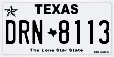 TX license plate DRN8113