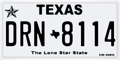 TX license plate DRN8114