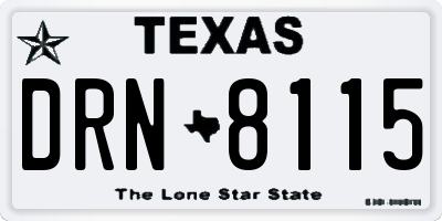 TX license plate DRN8115