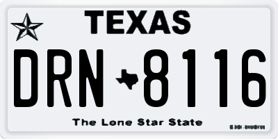 TX license plate DRN8116