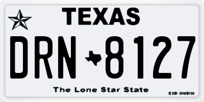 TX license plate DRN8127