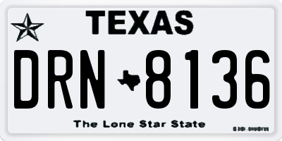 TX license plate DRN8136