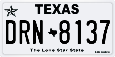 TX license plate DRN8137