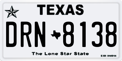 TX license plate DRN8138
